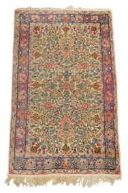 RUG: Semi-antique Persian Kirman style rug, 4' 3" x 3', wool on cotton, an all over floral design on