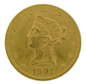 COIN: 1901 $10 Liberty gold coin. Choice Uncirculated.