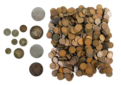 COINS: Approximately 700 Indian head cents and other coins. Indian head coins of mixed dates,