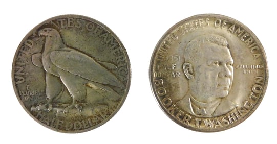 COINS: Two classic commemorative half dollars. Includes a 1935 Connecticut 50c in Choice Almost