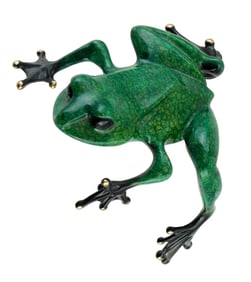 SCULPTURE: Tim "Frogman" Cotterhill (English, b. 1950), "Fat Boy", 2001, bronze, frog figure with