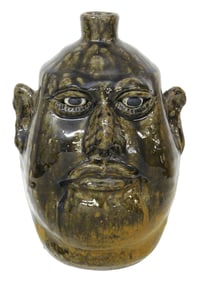 FACE JUG: Lanier Meaders (Georgia, 1917 - 1998), "Chubby Cheeks Face with Closed Mouth", folk art