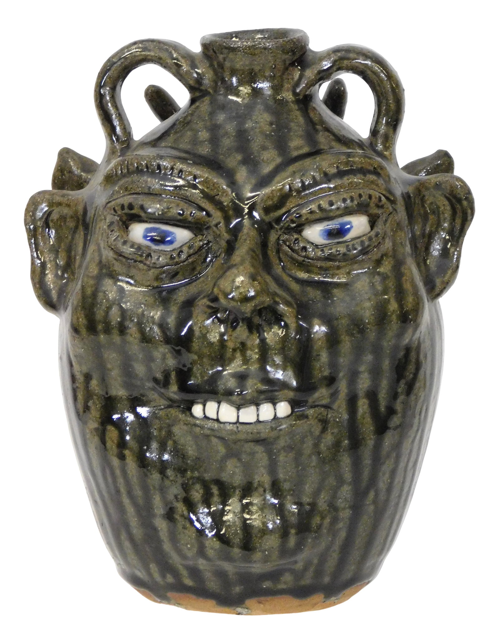 FACE JUG: Cleater (Georgia, 1921-2003) and Billie (Georgia, b.1922) Meaders, "Husband & Wife Face", (1 of 4)