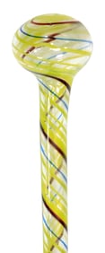 ART GLASS/ WHIMSEY: Free-blown glass parade staff, bulbous top with tapered shaft and pointed tip,