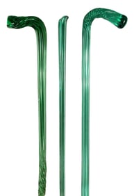 ART GLASS/WHIMSEYS: Three free-blown glass canes, late 19th/ early 20th C., one cane along with two