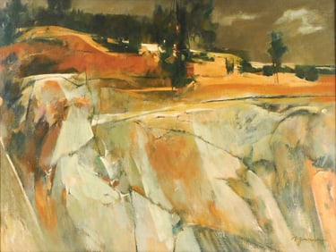 Paul Zimmerman (Connecticut, 1921-2007), “Mattatuck”, oil on canvas, depicts