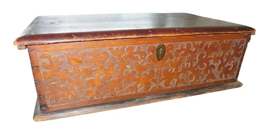 Pilgrim century document box, John Moore Shop Tradition, Windsor, Connecticut, 1680 – 1710,
