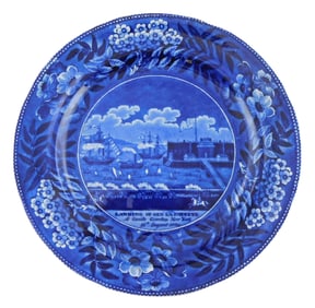 HISTORICAL BLUE STAFFORDSHIRE: “Landing of General Lafayette at Castle Garden, New York, 16