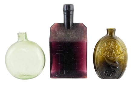 GLASS: Three pieces of early and other glass, including: mid-18th C. open pontil 1/2 pint Cornucopia