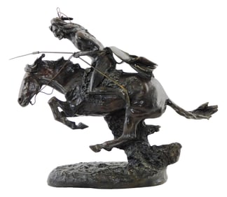 SCULPTURE: After Frederic Remington (American, 1861-1909) "The Cheyenne", bronze sculpture, depicts