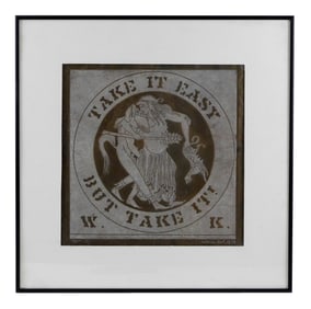 William Kent (American, 1919 - 2012) slate print, "Take it Easy - But Take It", 1964, classical