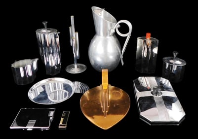 Chase, etc., chromeware, eleven pieces total, all feature Art Deco styles, details include: Chase