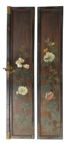 ASIAN: Pair of Japanese wood panels, 19th C., probably used as cabinet doors, figured wood panels