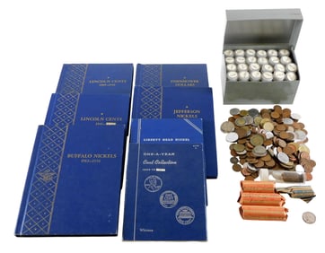 COINS: Remainder of coin collection. Includes the following albums: Lincoln 1c year set from 1909 to