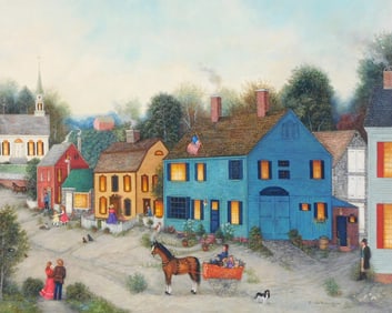 Linda Nelson Stocks (American, 1938-2011), Untitled (Evening Scene), 1999, oil on archival canvas,