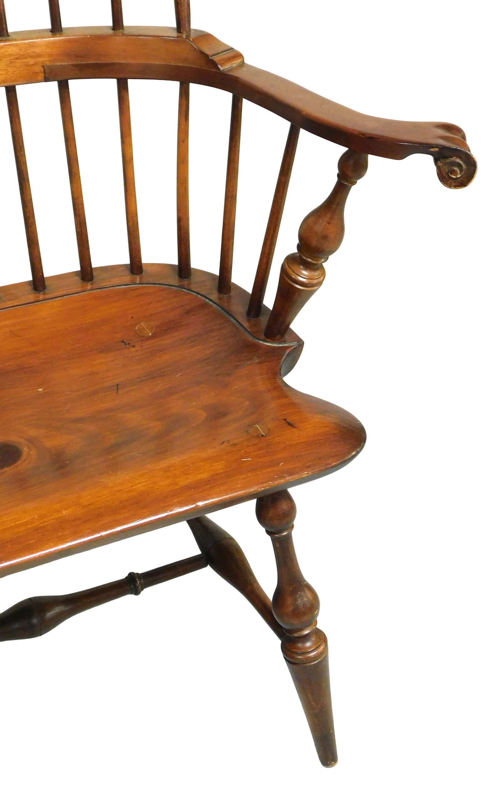 Dimes Triple Bow-back Windsor Bench, Fine 20th Bench-made