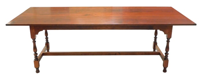 D. R. Dimes "Salisbury Tavern Table", 18th C. style dining table, cherry, plank top with breadboard