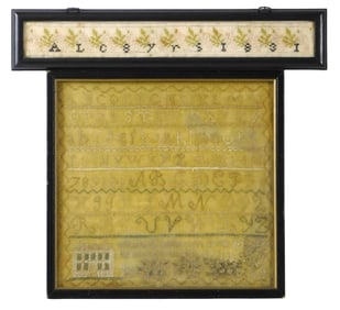 SAMPLERS: Two American early 19th C. signed needlework samplers: first by Maria C. Newkirk, age 8,