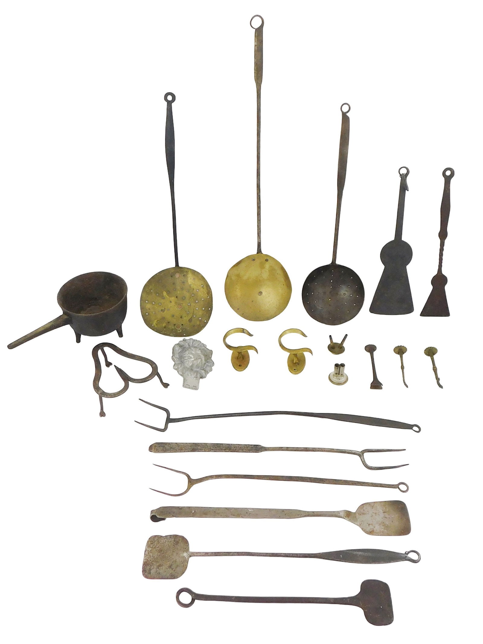Early metalware, mostly cooking tools, 18th/19th C., including: three forks and five spatulas, (1 of 6)