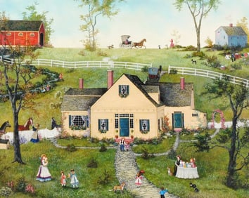 Linda Nelson Stocks (American, 1938-2011), "Happy Birthday", 1992, oil on Masonite, signed and dated