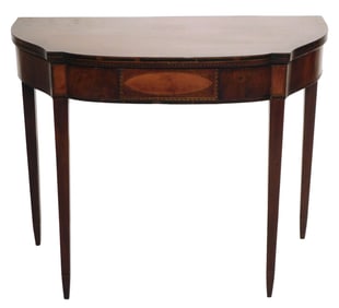 Card table, American, c.1800, mahogany & mahogany veneer, top with banded edge, curved aprons