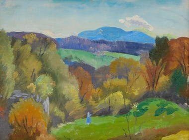 Eugene Francis Savage (American, 1883 - 1978), "Autumn Landscape", oil on canvas, signed lower left,