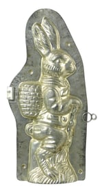 CHOCOLATE MOLD: Large "Tall Hiking Bunny" standing rabbit figure, early to mid 20th C., impressed