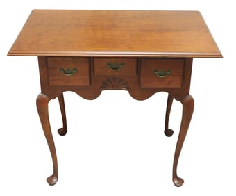Eldred Wheeler Queen Anne style lowboy, cherry, 20th C., bench-made, oblong top with overhang, case
