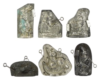 CHOCOLATE MOLDS: Walter, Lausch, etc., six rabbit themed molds, including: four by H. Walter,