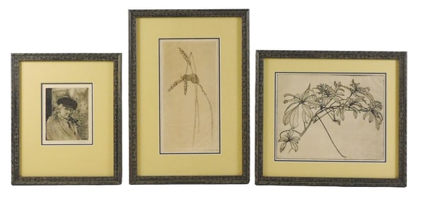 Louise Altson (nee Vandenbergh) (American, 1910-2010) and husband, three framed drypoint etchings on