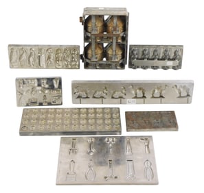 CHOCOLATE MOLDS: Anton Reiche, Eppelsheimer, etc., seven solid molds: one of grape clusters; one of