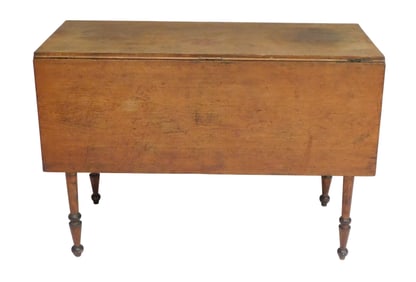Drop leaf table, American, 19th C., cherry, pine, maple, rectangular top with two drop leaves, on