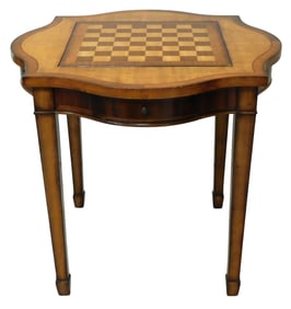 Games table, modern in regency style, veneered and banded top and sides, cyma curved sides, two