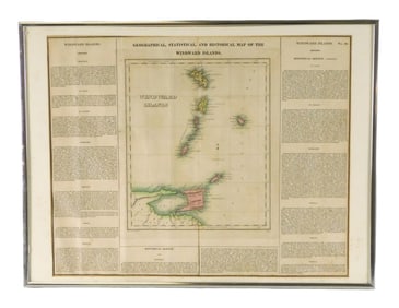 MAP: (Barbados, Grenada), "Map of the Windward Islands", c. 1823, by Fielding Lucas Jr. (American,