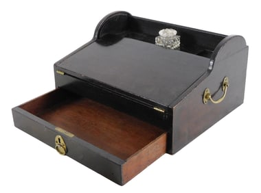 ASIAN: Roll top lap desk, Chinese, Qing Dynasty, drawer in base opens and retracts roll top to