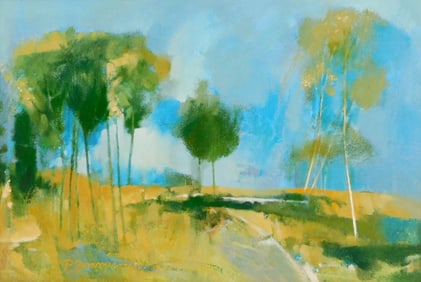 Paul Zimmerman (Connecticut, 1921-2007), "Mid-August", oil on canvas, depicts impressionistic