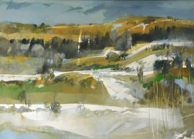 Paul Zimmerman (Connecticut, 1921-2007),“Granville Variance??, oil on canvas, depicts