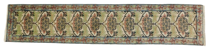 RUG: William Morris Arts & Crafts style runner, 2' 6" x 11' 10", wool on cotton, repeating floral