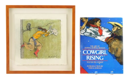 Donna Howell-Sickles (American, b. 1949), "Owl on a Limb" and book about artist, 2010, mixed media