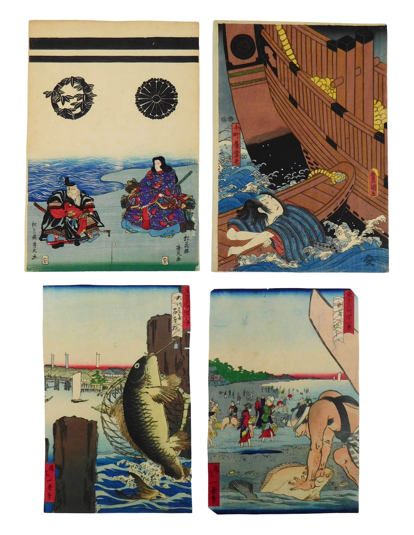 ASIAN: Four woodblock prints, including two by Ikkei from "Forty Eight famous Views of Tokyo" both (1 of 3)
