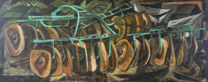 Paul Zimmerman (Connecticut, 1921-2007),““The Harrow??, oil on board, depicts impressionistic