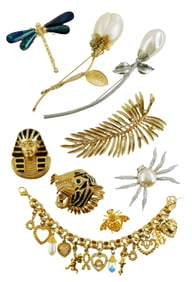 COSTUME JEWELRY: Hattie Carnegie, Bonetto, Erwin Pearl, Carolee, Joan Rivers, etc., nine pieces of