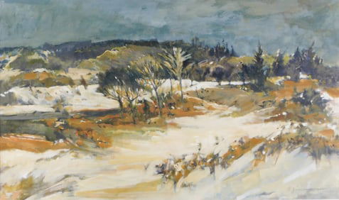 Paul Zimmerman (Connecticut, 1921-2007), untitled landscape with snow, watercolor and gouache,
