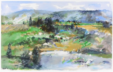 Paul Zimmerman (Connecticut, 1921-2007), "Granville Condition", watercolor and gouache, depicts