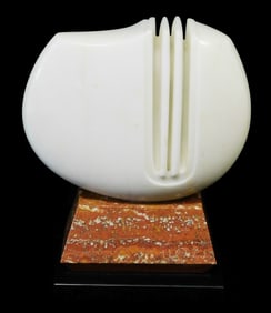 +SCULPTURE: John Lombardi (American, 20th C.), "Moonrise", 1994, marble sculpture, abstracted form