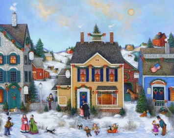 Linda Nelson Stocks (American, 1938 - 2011),"Belleville Knotch News", oil on canvas, signed lower