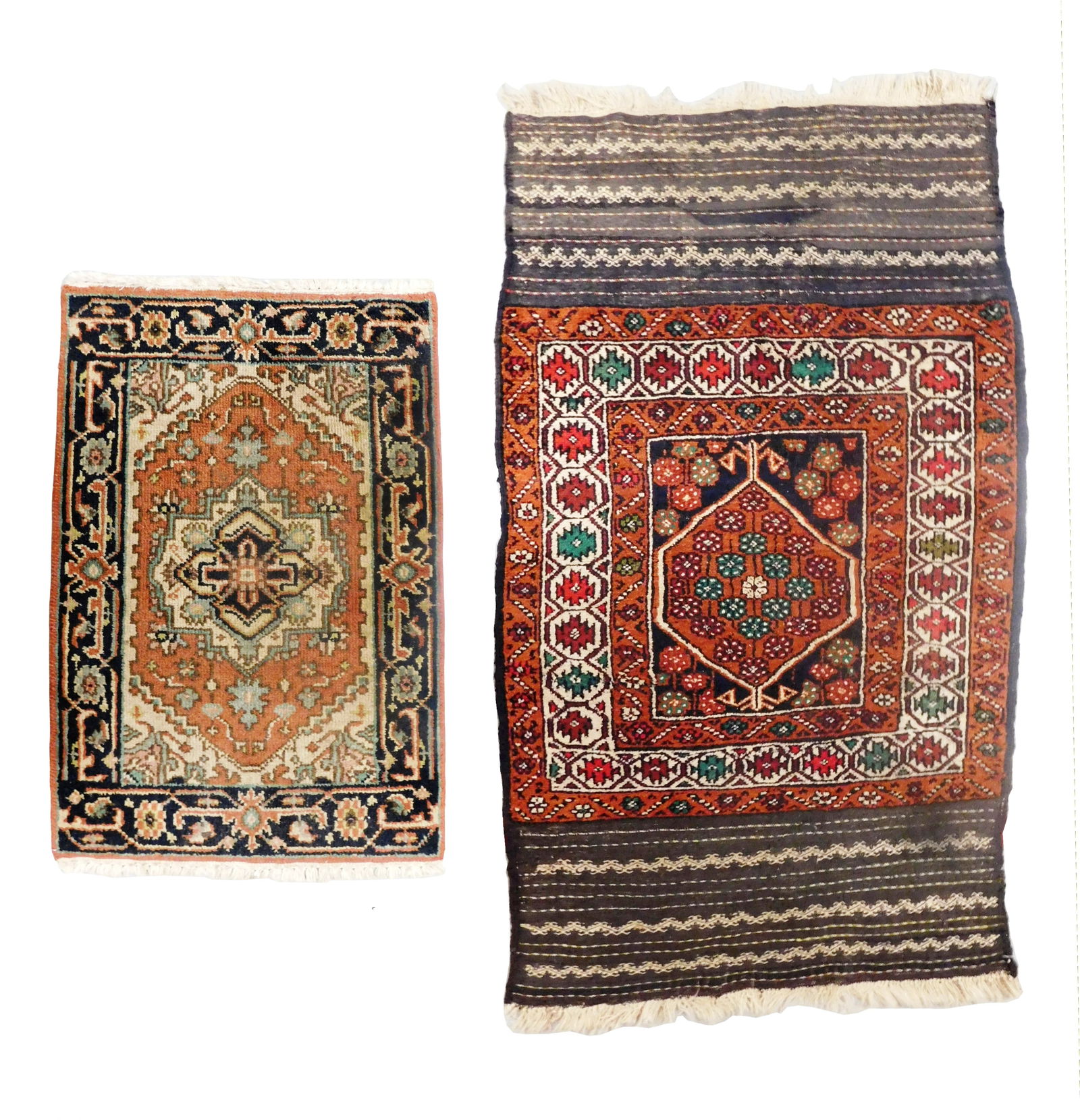 RUGS: Two scatter rugs, both hand-knotted and tied, details include: one 5' x 2' 9", with flatweave (1 of 5)