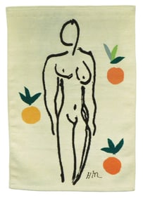 +After Henri Matisse, woven wool tapestry featuring “Nu aux Oranges (Nude with Oranges)??,