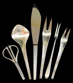 STERLING: Hans Hansen, Erickson, etc, six pieces of sterling silver servingware, details include: