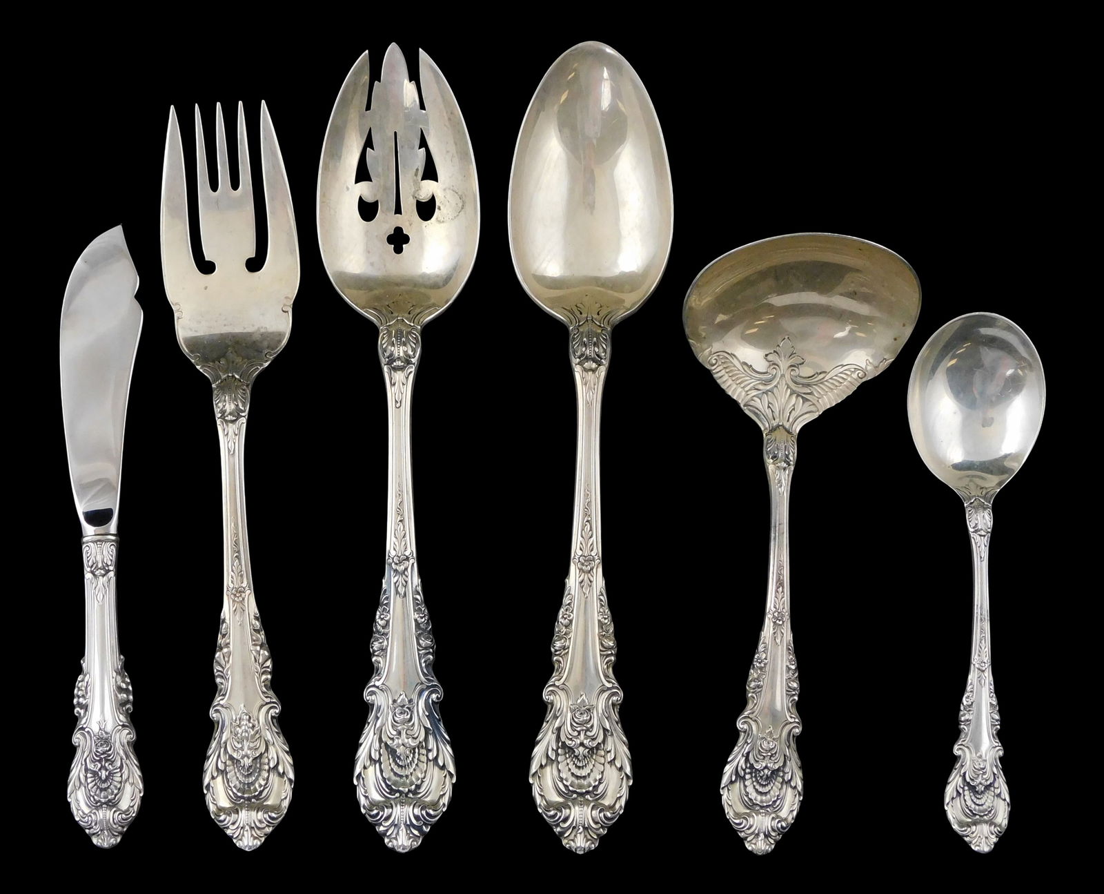 STERLING: "Sir Christopher" sterling silver service for twelve and servingware by Wallace Silver, (1 of 4)
